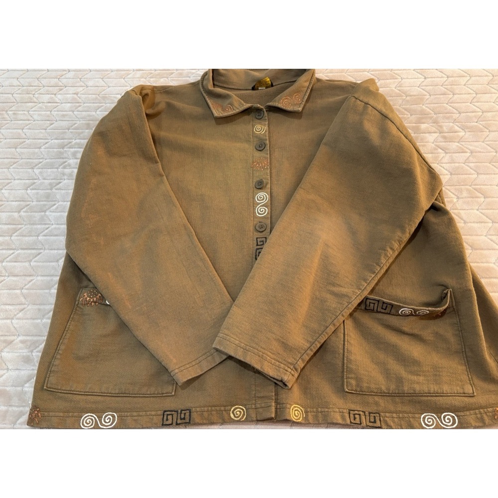 Babytoes Cotton Olive Barn Jacket Sz XL Chore Coat Gorpcore Whimsigoth Lagenlook - Picture 11 of 16